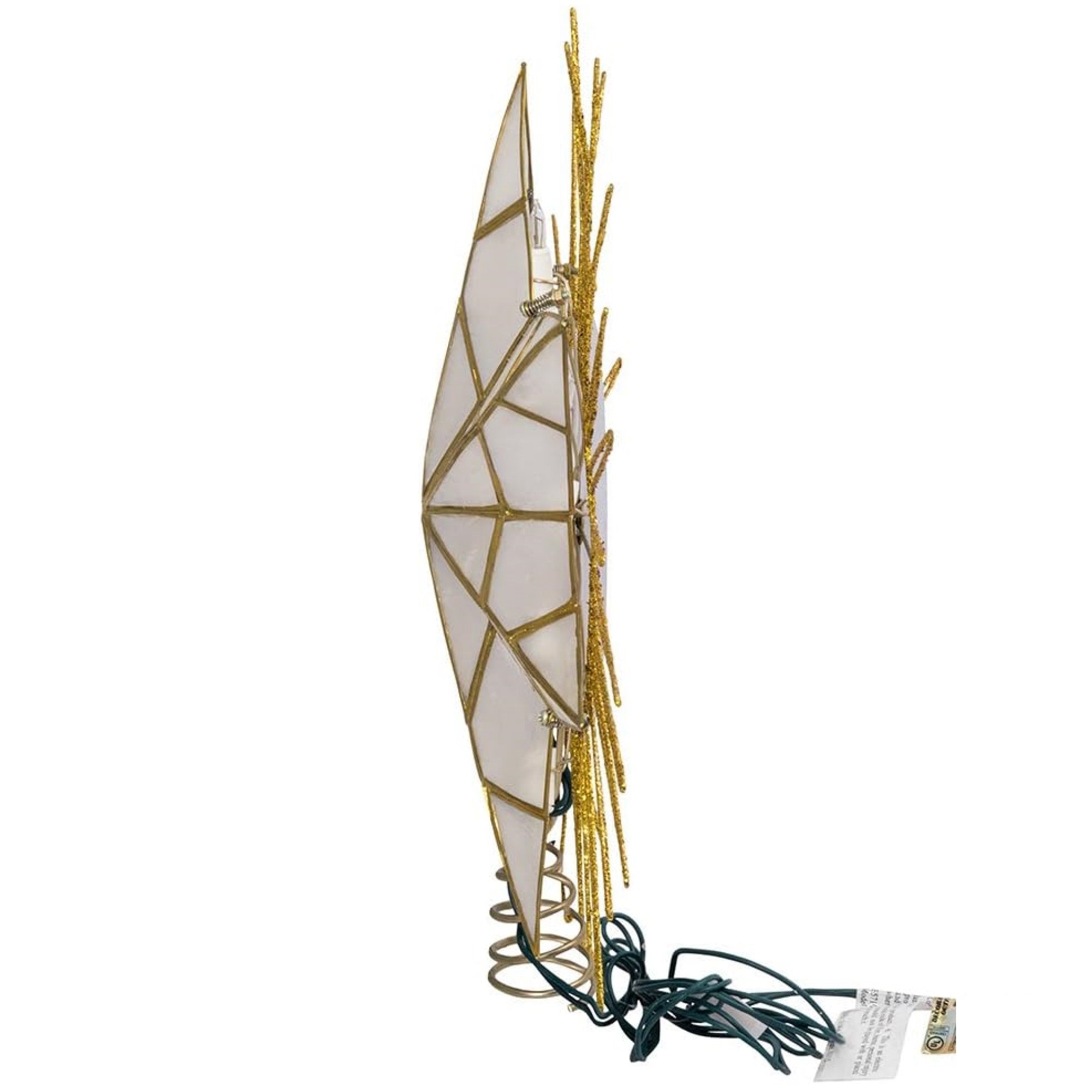 Kurt Adler 7-Point Natural Capiz Star Lighted Treetop, 14"