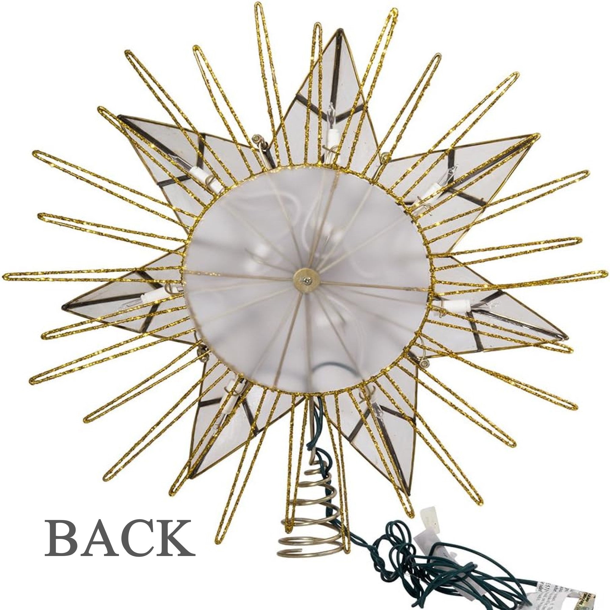 Kurt Adler 7-Point Natural Capiz Star Lighted Treetop, 14"