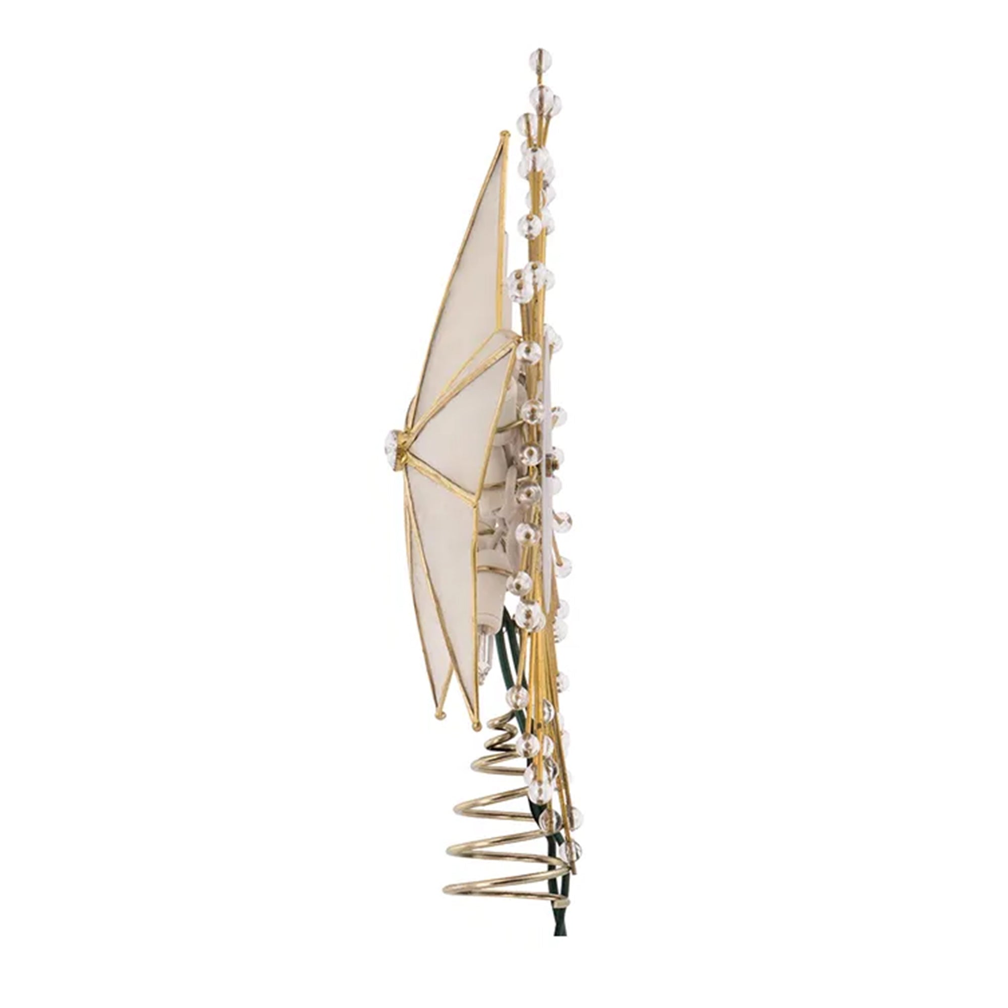Kurt Adler 5-Point Capiz Star With Rays and Beads Lighted Treetop, 10"