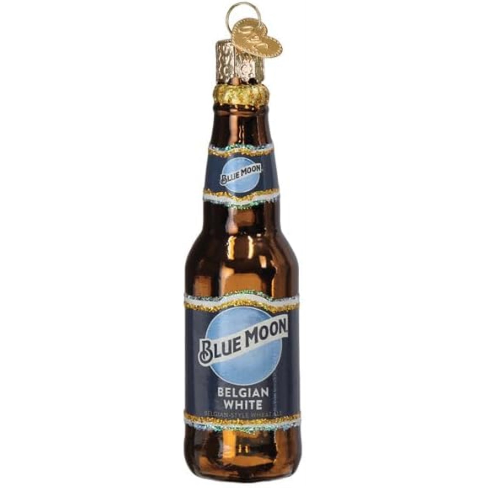 Old World Christmas Blown Glass Ornament for Christmas Tree, Blue Moon Bottle (with OWC Gift Box)