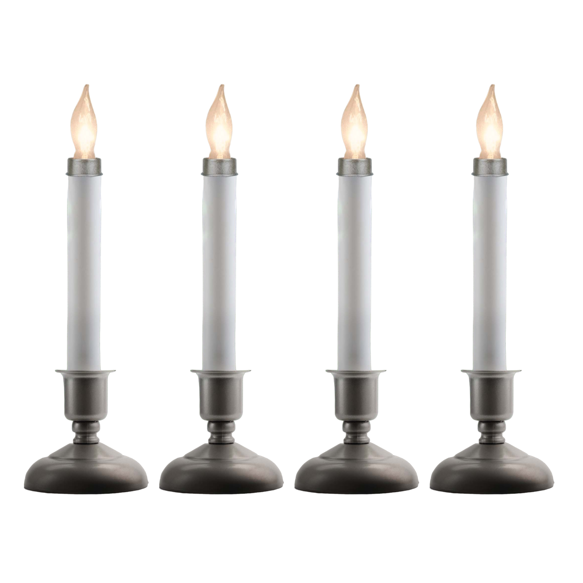 IMC Cape Cod Electric Iridescent Window Candle, Pewter, 9", Pack of 4