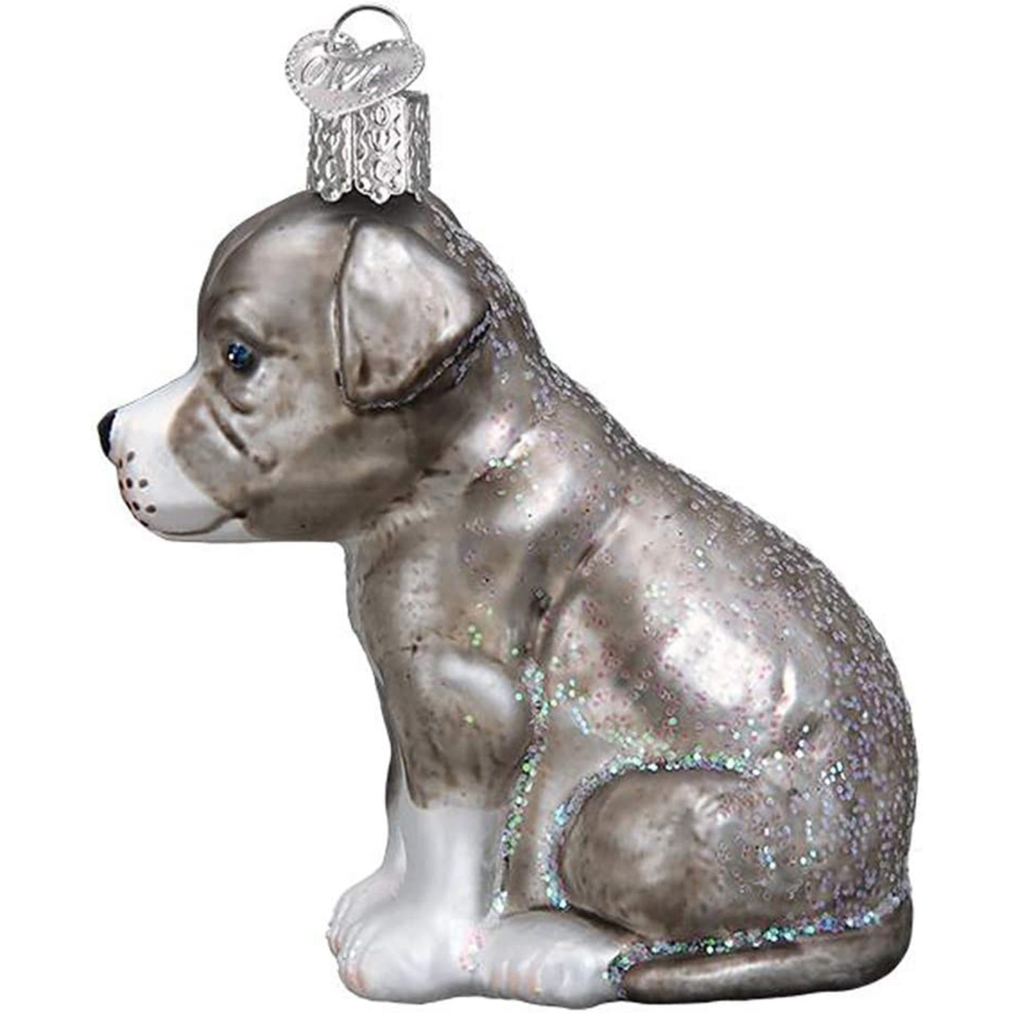 Old World Christmas Blown Glass Ornament for Christmas Tree, Pitbull Pup