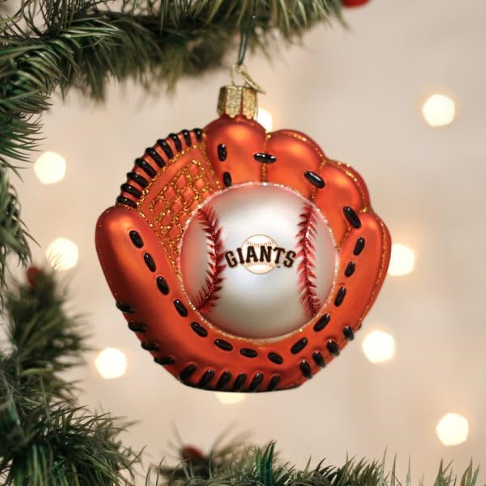 Old World Christmas Blown Glass Ornament for Christmas Tree, San Francisco Giants Baseball Mitt