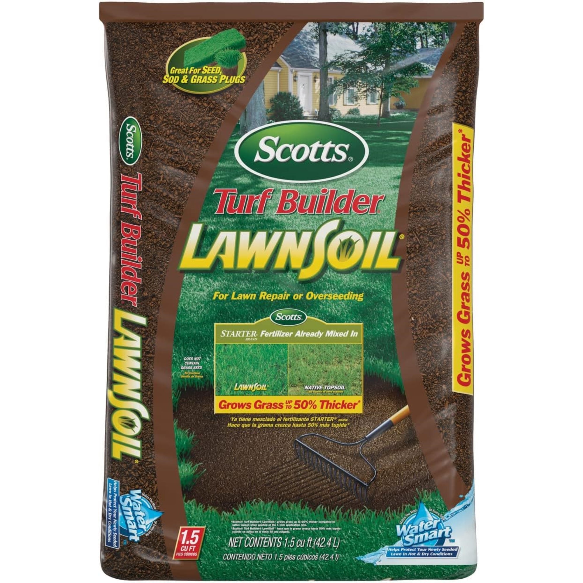 Scotts Turf Builder LawnSoil with Water Smart for Lawn Repair and Overseeding, 1.5 cu ft