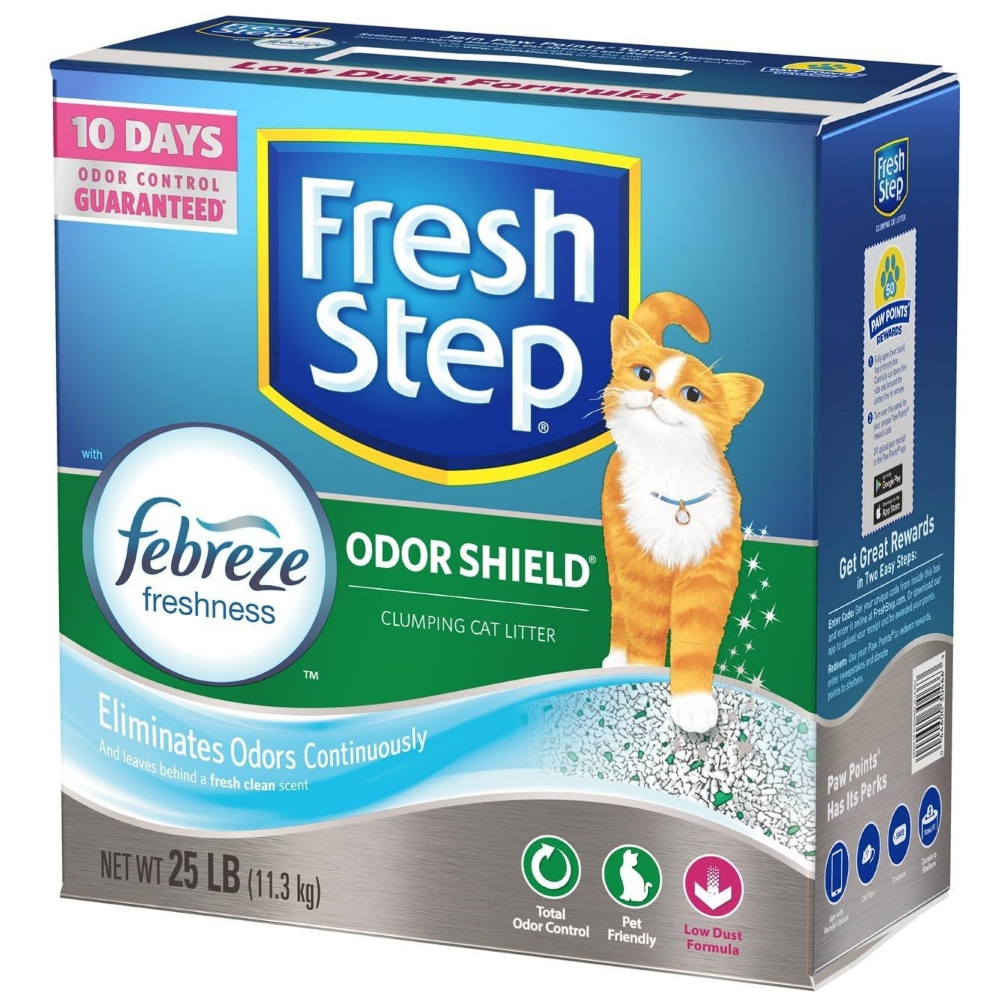Fresh Step Clumping Cat Litter with Odor Shield for 10 Day Odor Control, 25lb