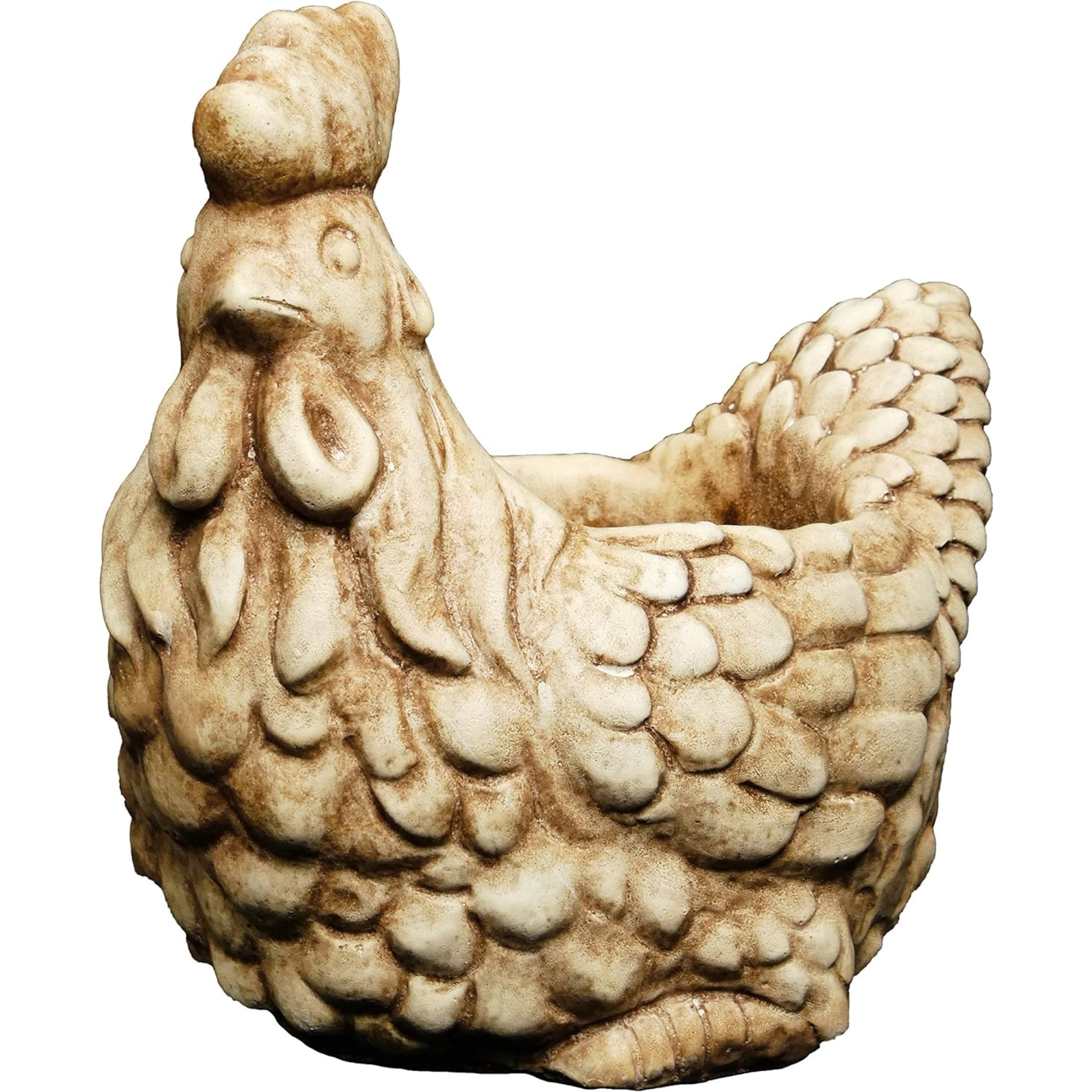 Classic Home and Garden Cement Buddies Indoor/Outdoor Planter with Drainage Hole, Large Rooster — Tan, 5"