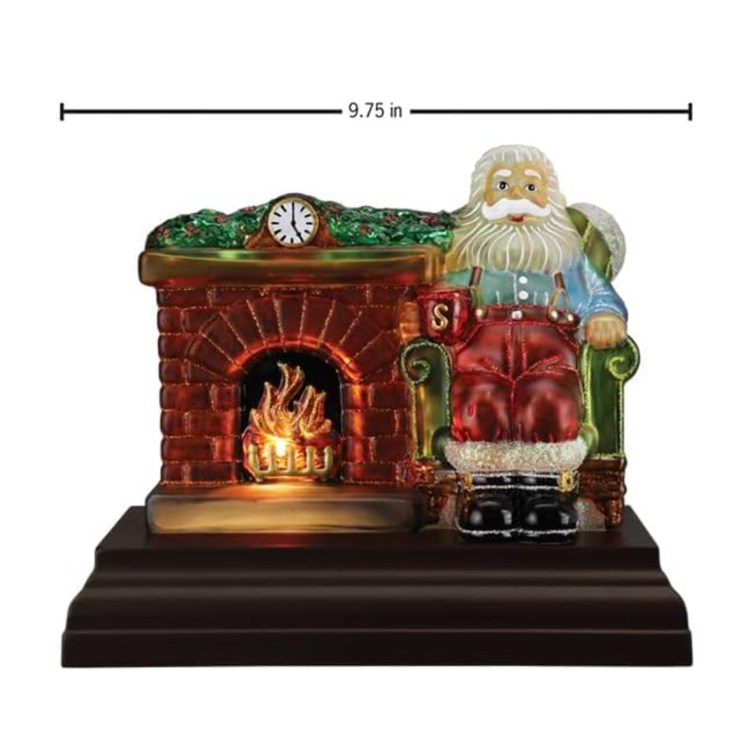 Old World Christmas Santa at Hearth Lighted Tabletop Figurine, 9.75"
