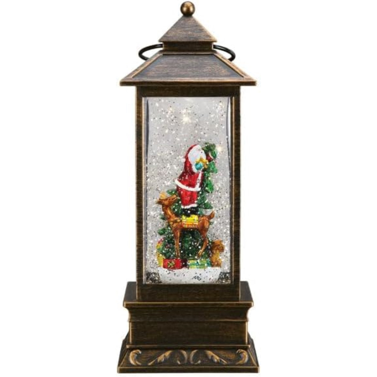 Old World Christmas Battery-Operated Tabletop Santa Lantern, 10.75"