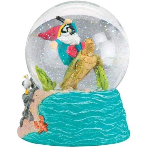 Old World Christmas Musical Tabletop Gnome Snow Globe, Summer Coastal, 6.25"
