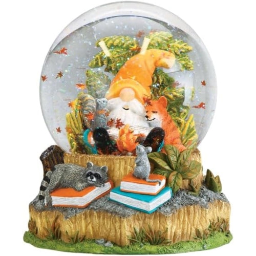 Old World Christmas Musical Tabletop Gnome Snow Globe, Autumn Forest, 6.25"