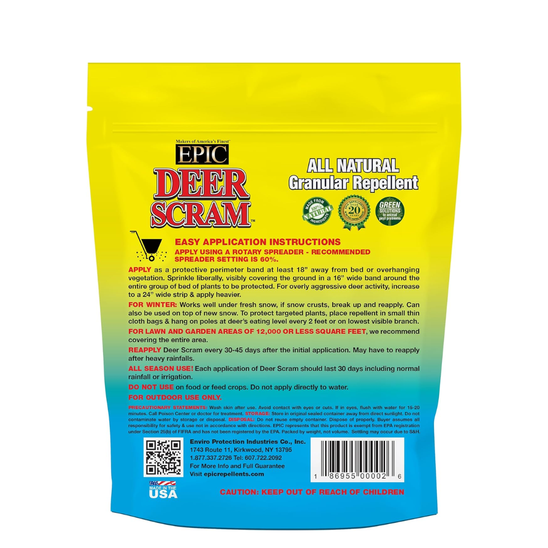 EPIC Deer Scram All Natural Ready To Use Outdoor Granular Animal Repellent Resealable Bag, 6lbs