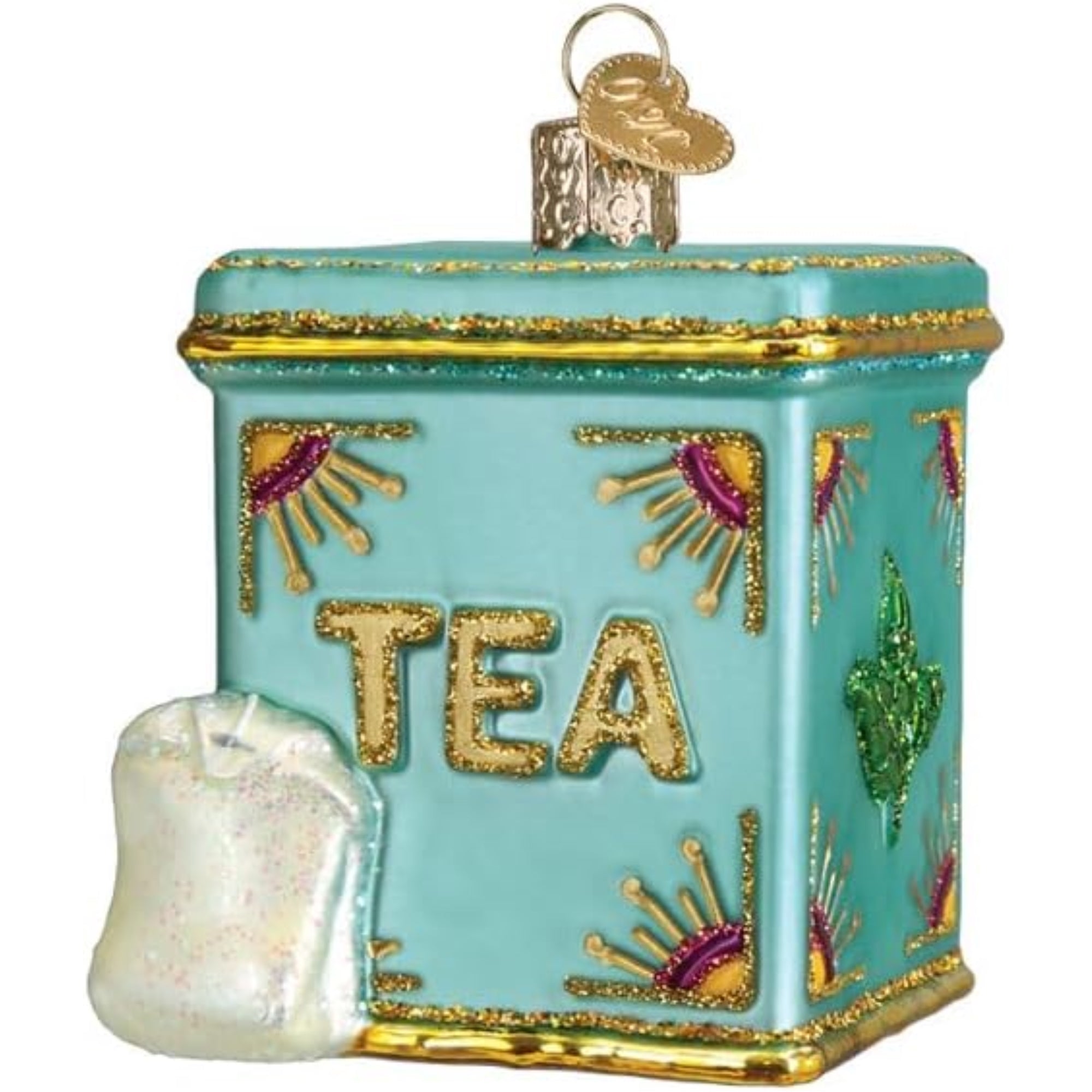 Old World Christmas Blown Glass Ornament for Christmas Tree, Tea Tin (with OWC Gift Box)