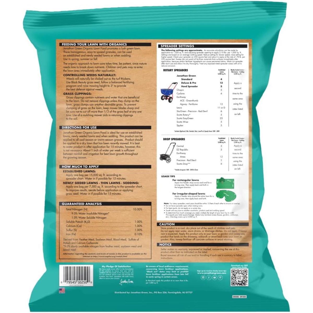 Jonathan Green 10-0-1 Organic Lawn Food, 15.5lb, Covers 5,000 sq ft