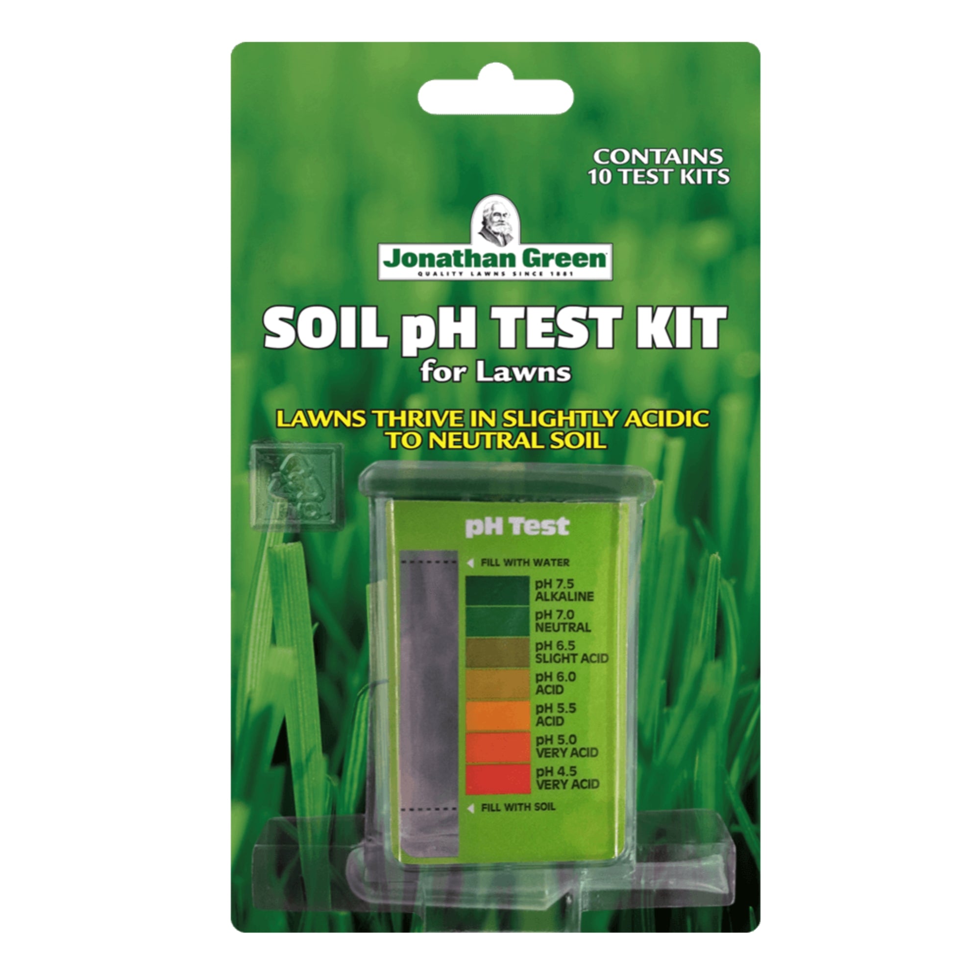 Jonathan Green Soil pH Test Kit for Lawns with Color Chart — Easy Use (10 Tests)