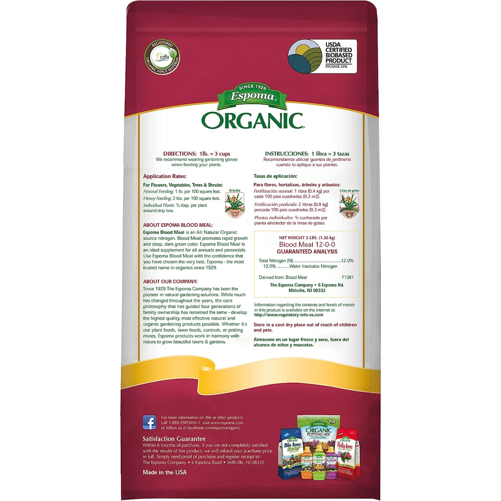Espoma Organic Blood Meal 12-0-0 Fertilizer for Lush Growth & Deep Greening