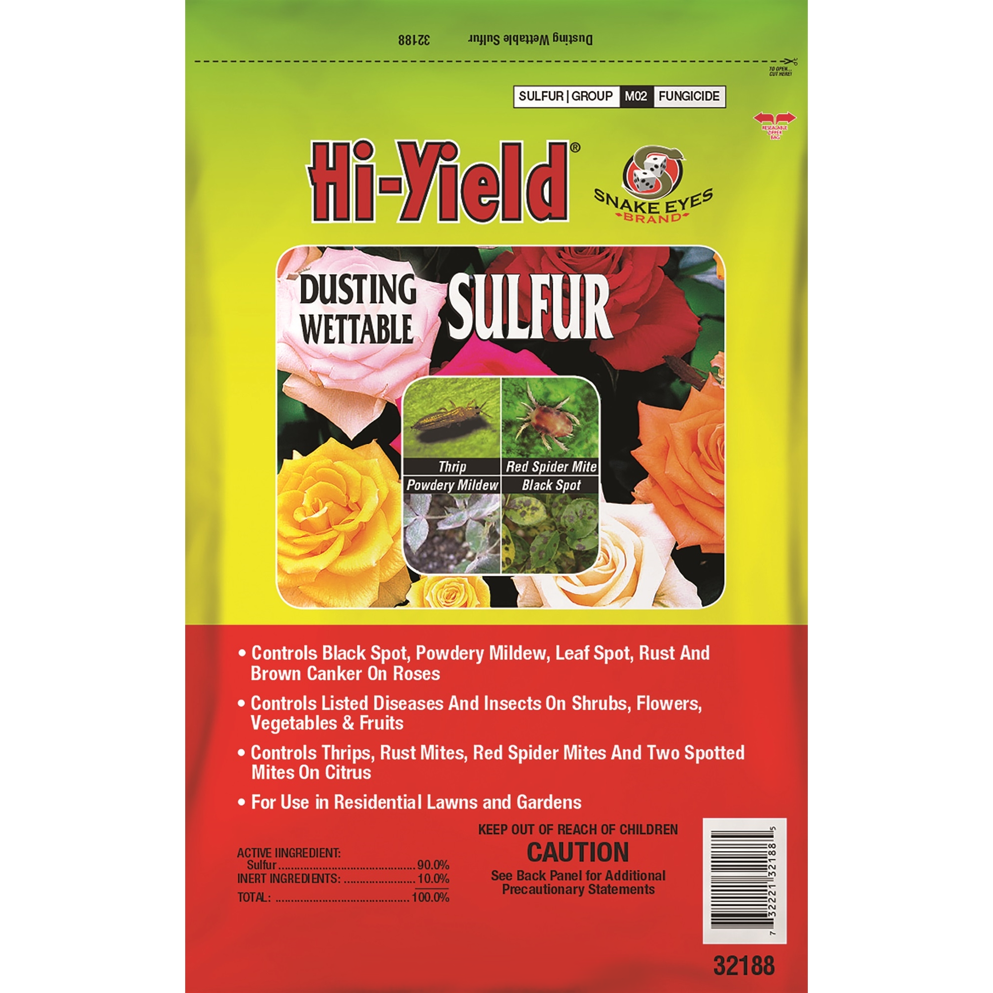 Hi-Yield Dusting Wettable Sulfur Fungicide and Insecticide for Lawn and Garden