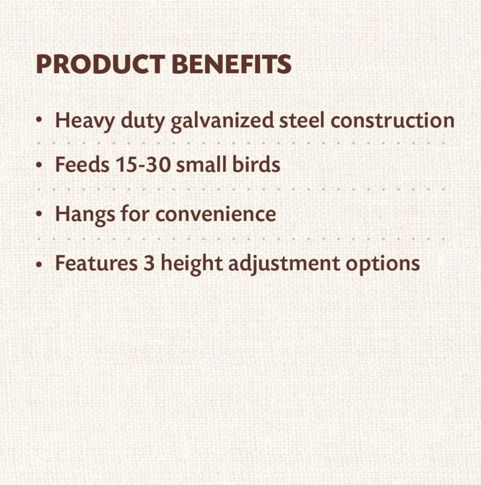 Harris Farms Galvanized Hanging Poultry Chicken Livestock Feeder, 15 lb Capacity