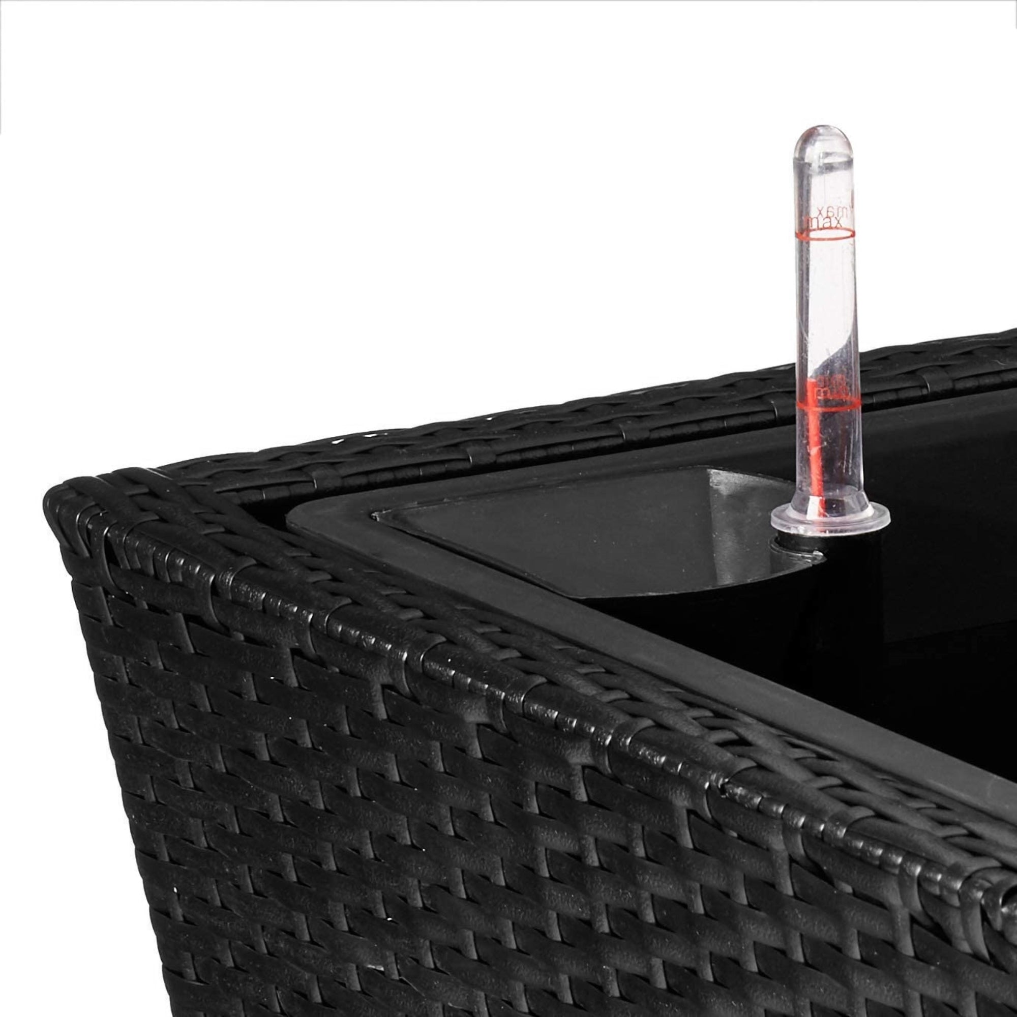DMC Resin Indoor/Outdoor Rectangular Self-Watering Wicker Vista Planter, Black, 32in