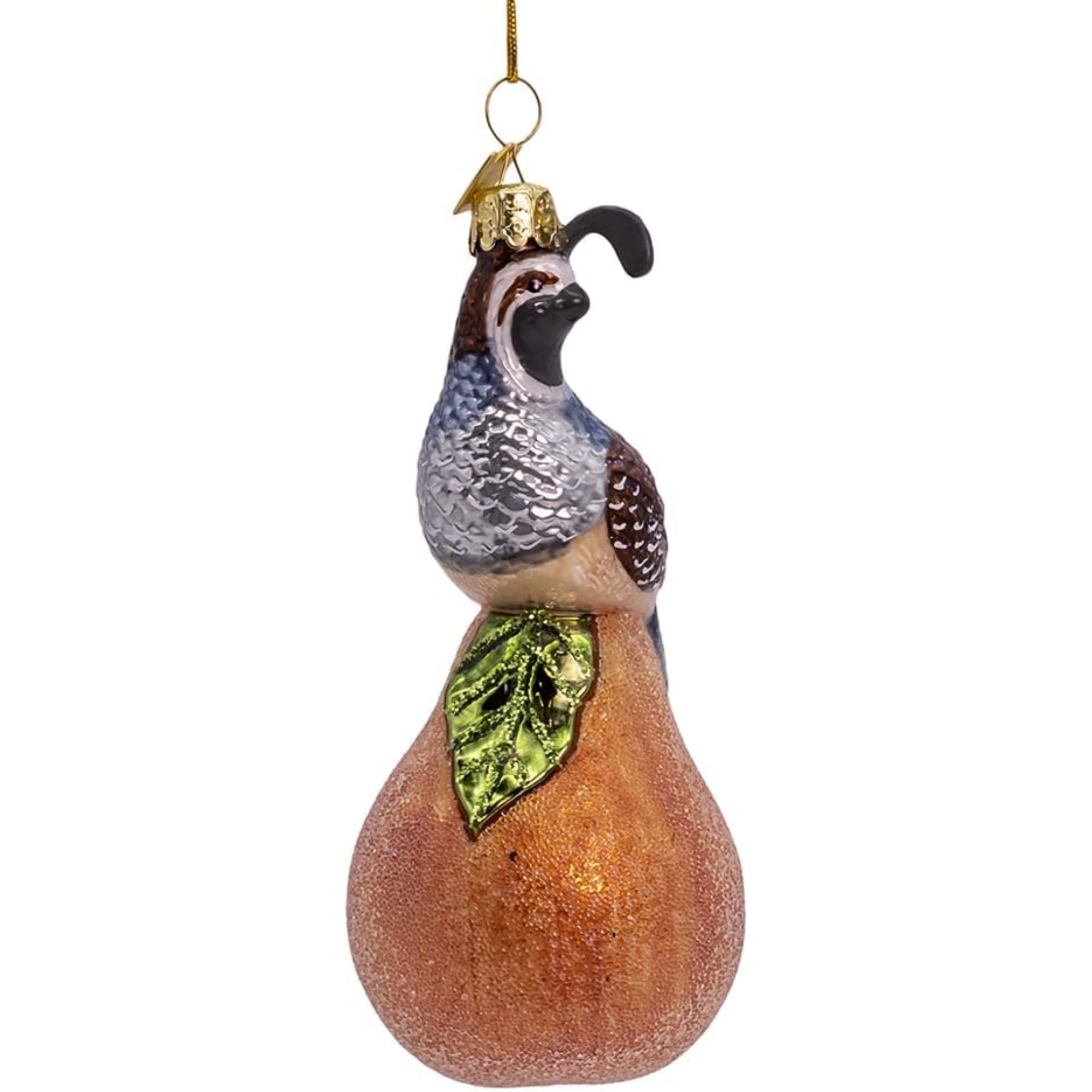 Kurt Adler Nobel Gems Collection Glass Christmas Ornament, Partridge in a Pear Tree