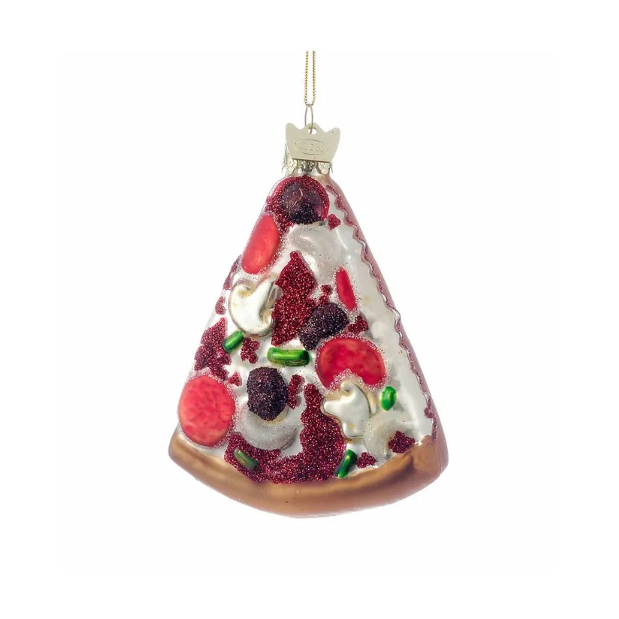 Kurt Adler Noble Gems Glass Ornament for Christmas Tree, Pizza Slice