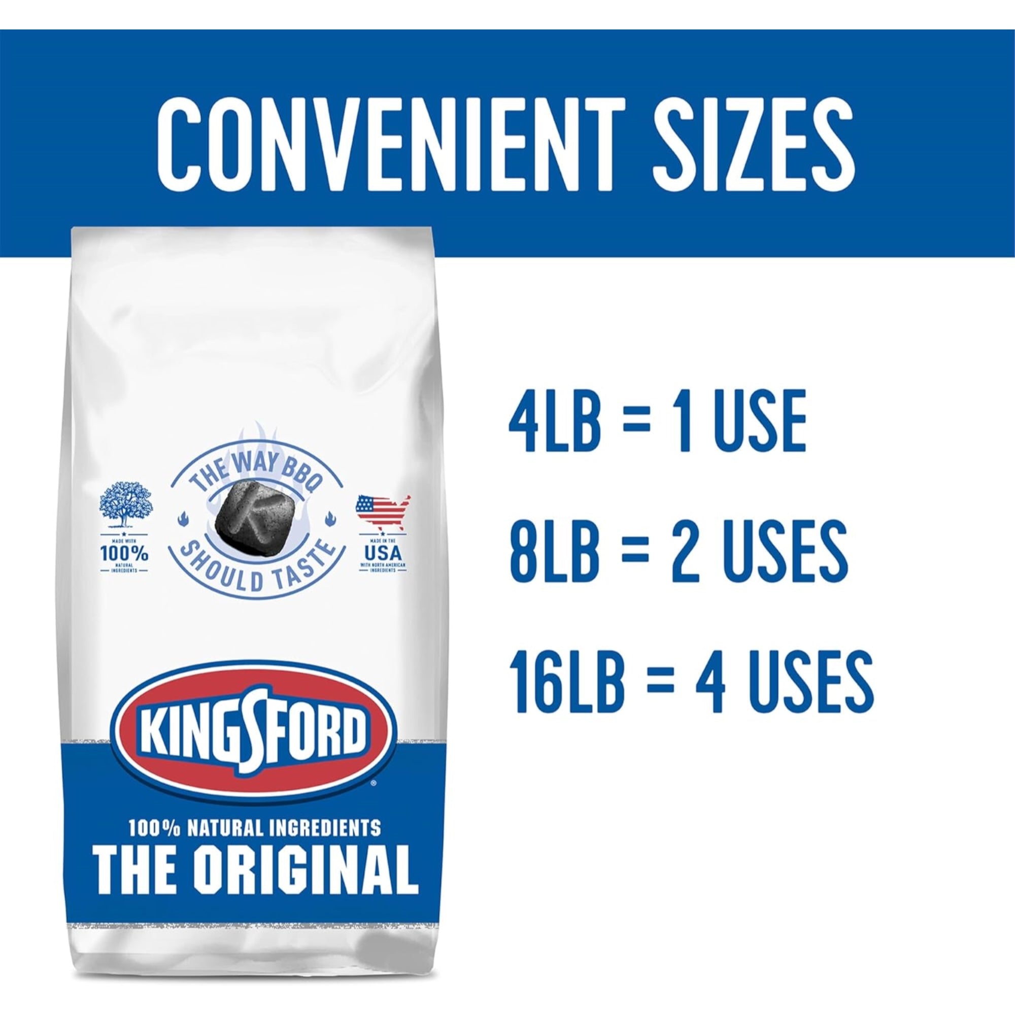 Kingsford The Original Natural Charcoal Briquettes for BBQ Grilling, 16lbs