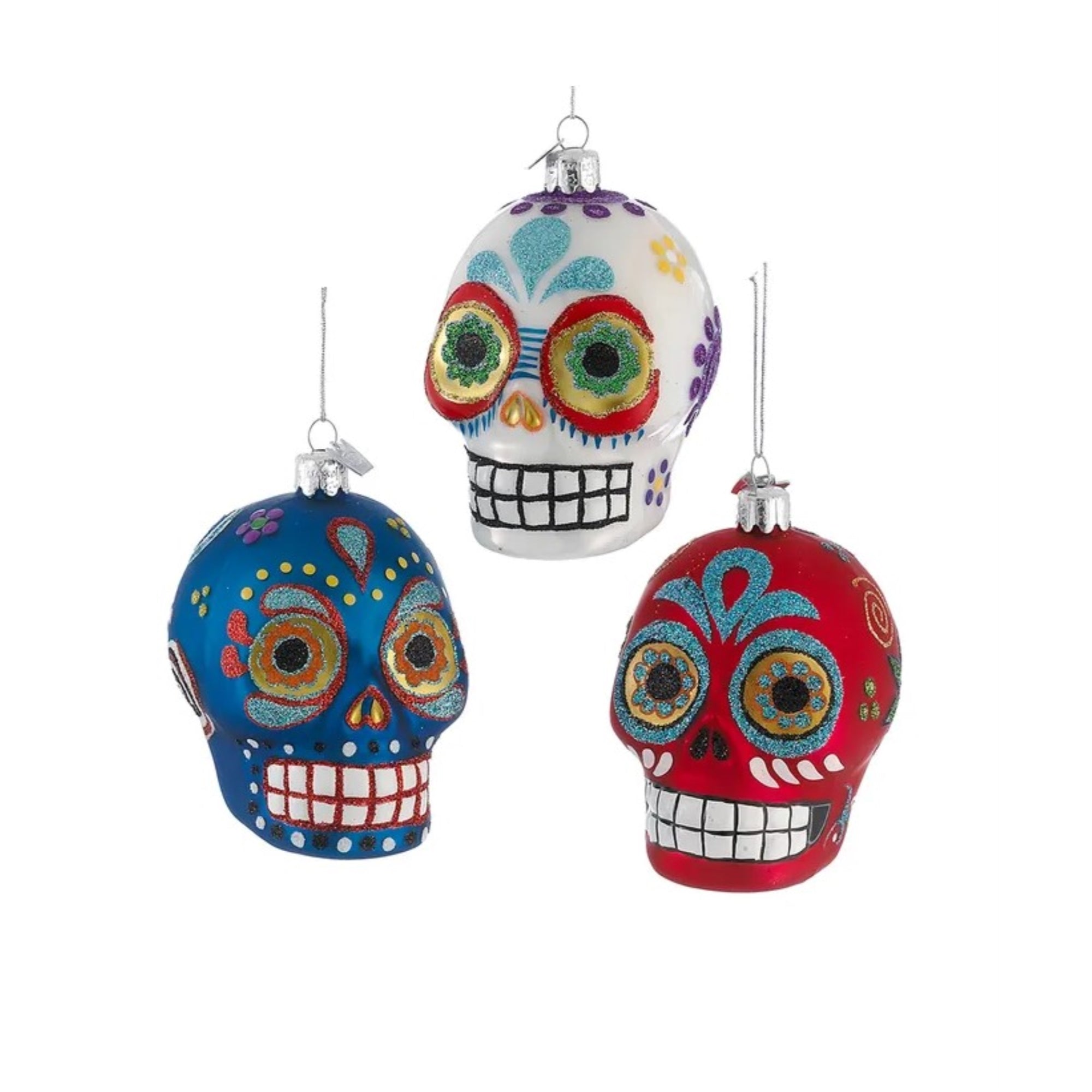 Kurt Adler Noble Gems Sugar Skull Ornaments