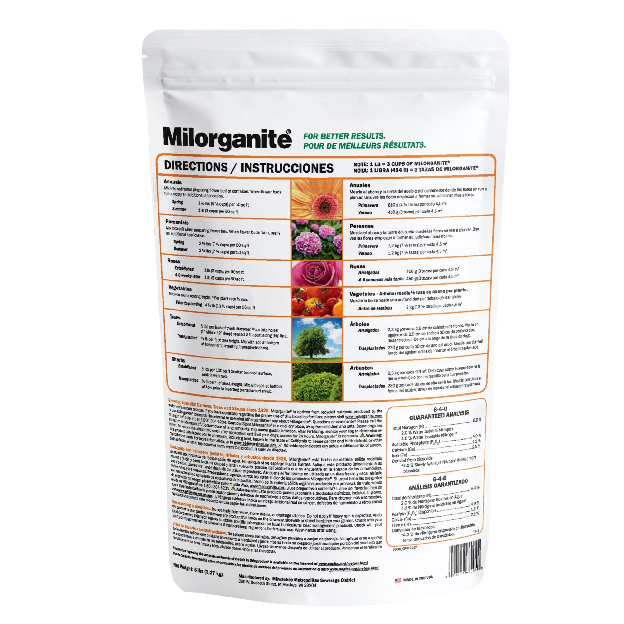 Milorganite All-Purpose Eco-Friendly Slow-Release Nitrogen Fertilizer 6-4-0, 5lb