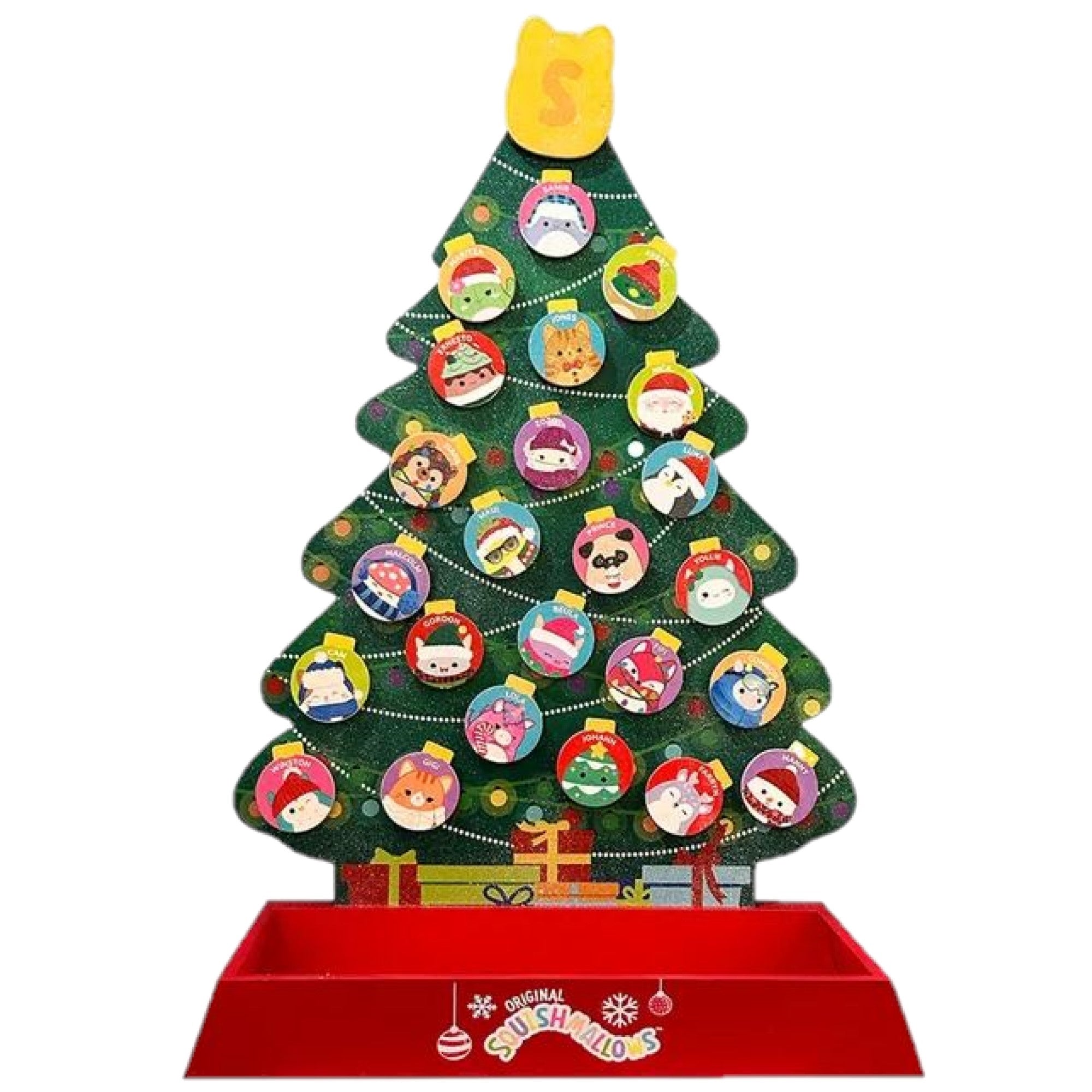 Kurt Adler Tabletop Advent Calendar, Squishmallows Character Christmas Tree, 16"