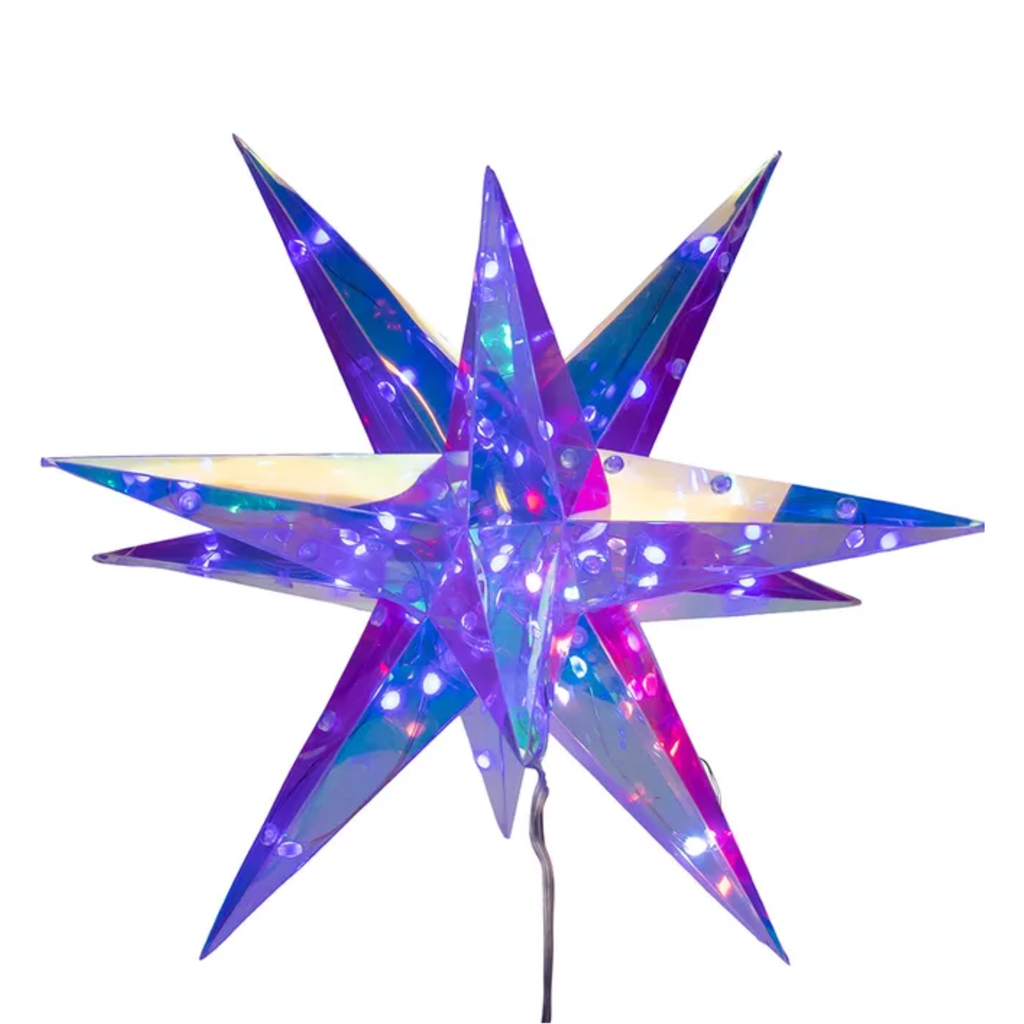 Kurt Adler Lighted Magical Iridescence Holographic Foldable Starburst + Remote, 14.5"