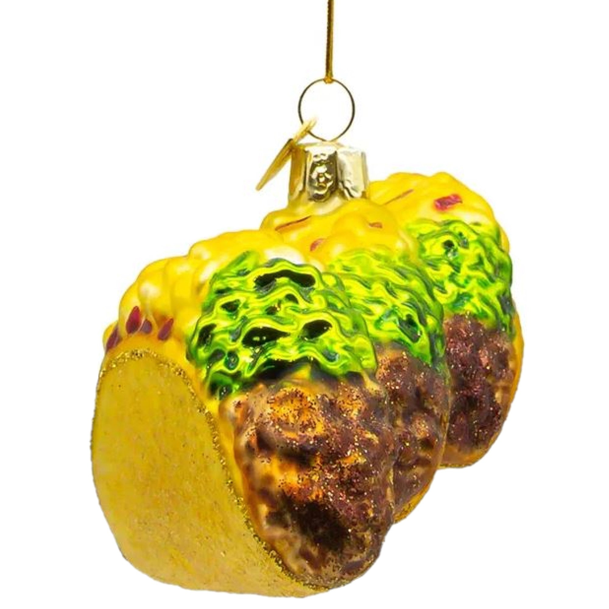 Kurt Adler Noble Gems Glass Ornament for Christmas Tree, 3 Tacos
