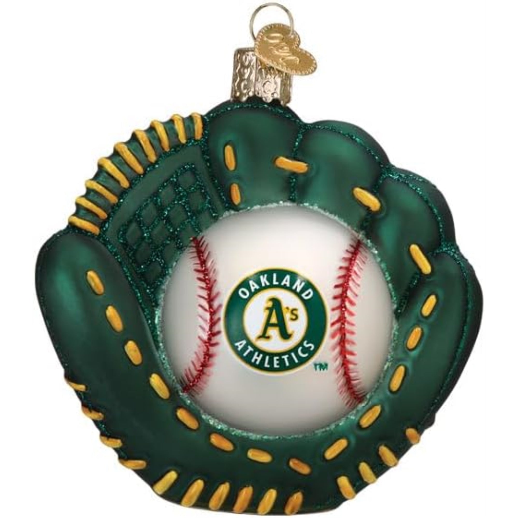 Old World Christmas Blown Glass Ornament for Christmas Tree, Oakland Athletics Baseball Mitt