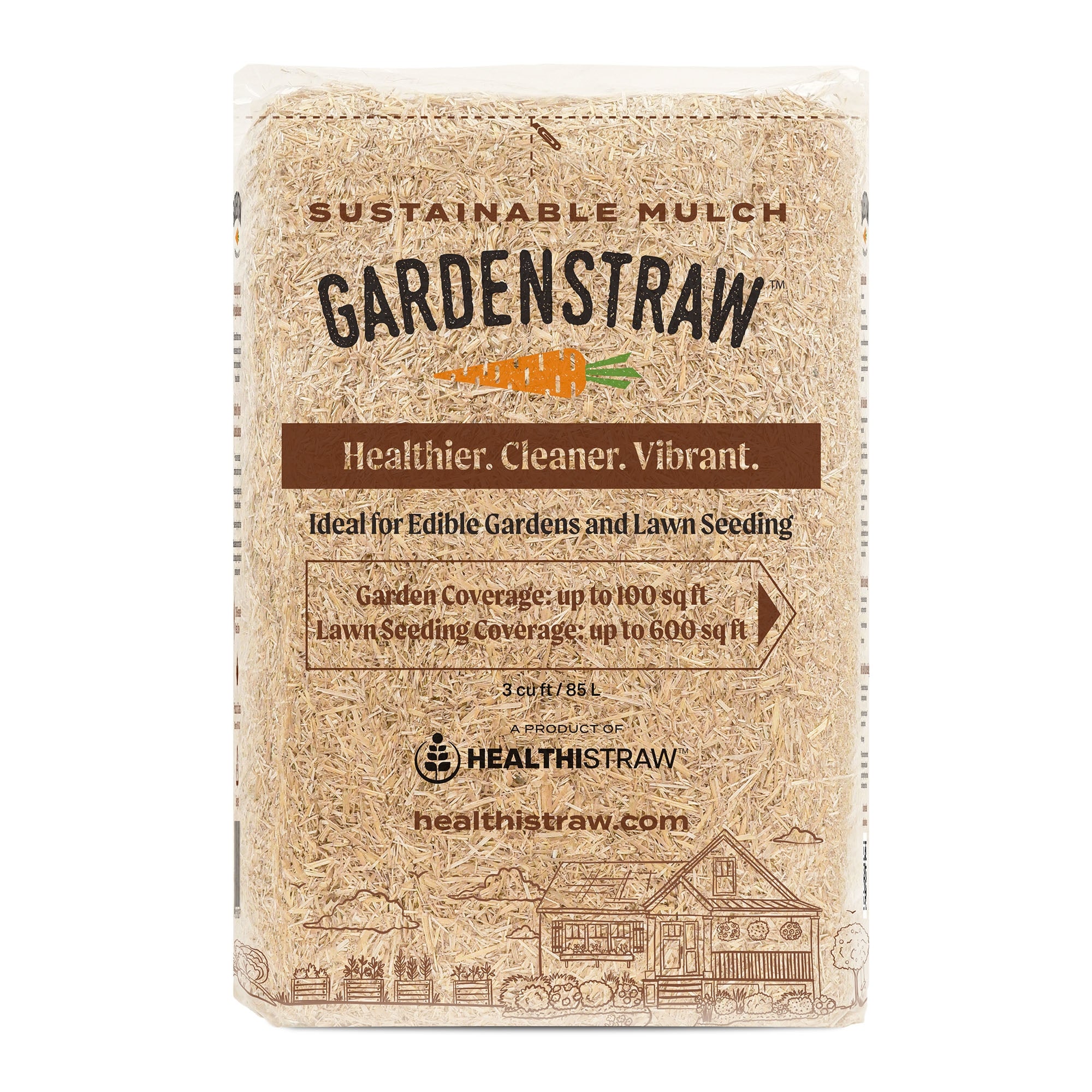 HealthiStraw GardenStraw All-Natural, Clean, Sustainable Garden Straw Mulch for Gardens and Grass Seeding, 3 cu ft