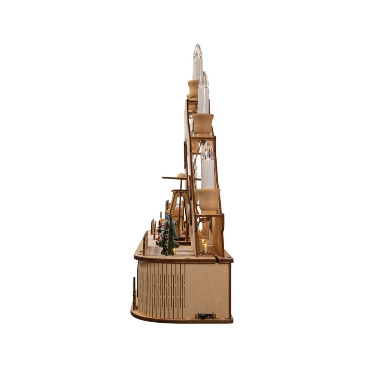 Kurt Adler Wooden LED Light-Up Musical/Motion Santa Christmas Village, 14.75"