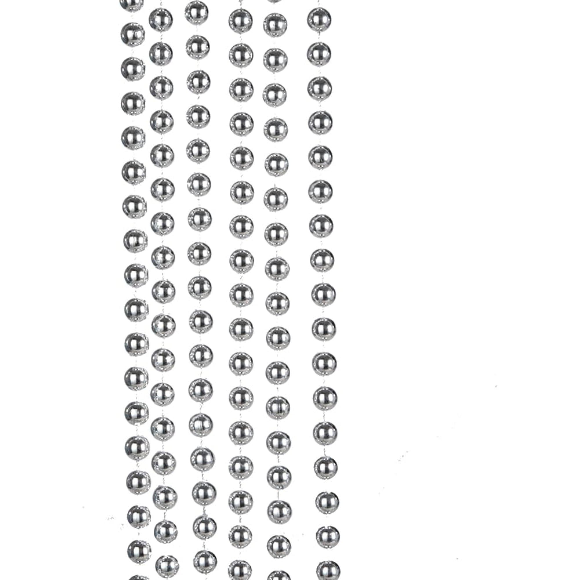 Kurt Adler Christmas Decoration, Plastic Round Beaded Garland, Silver, 15’