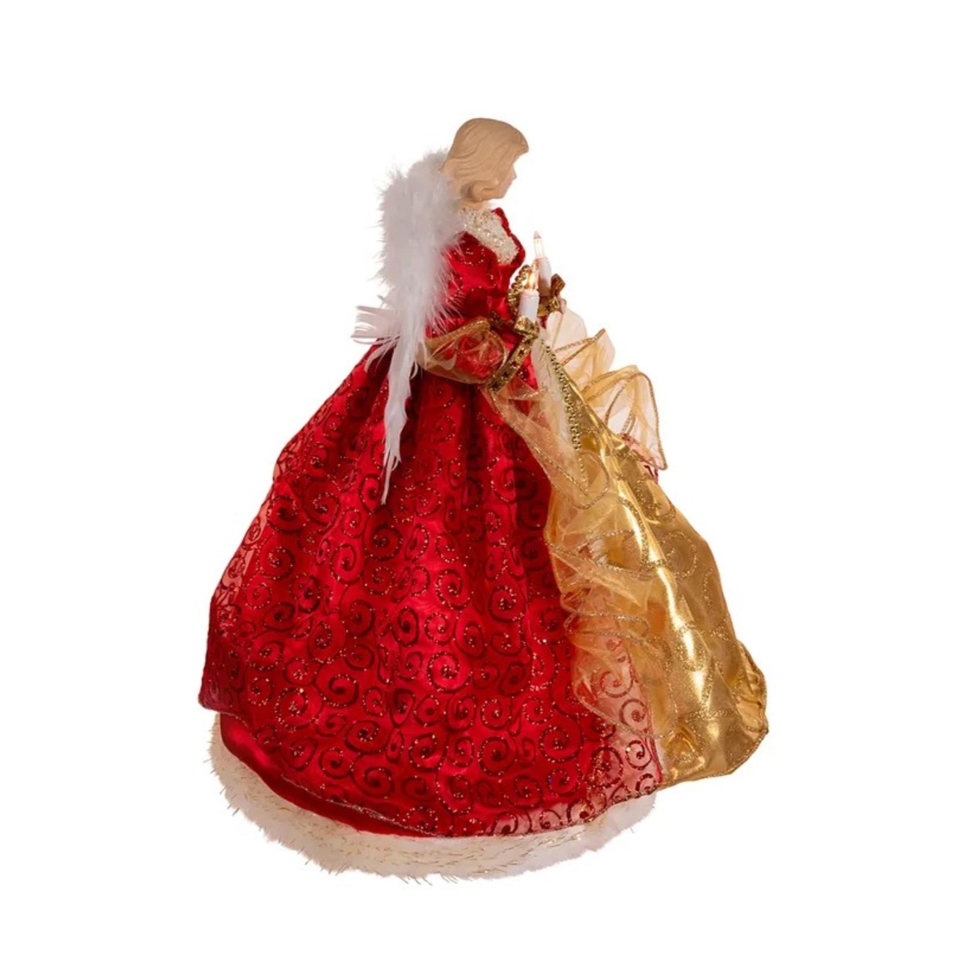 Kurt Adler UL 10-Light Red and Gold Angel Christmas Treetop, 14in