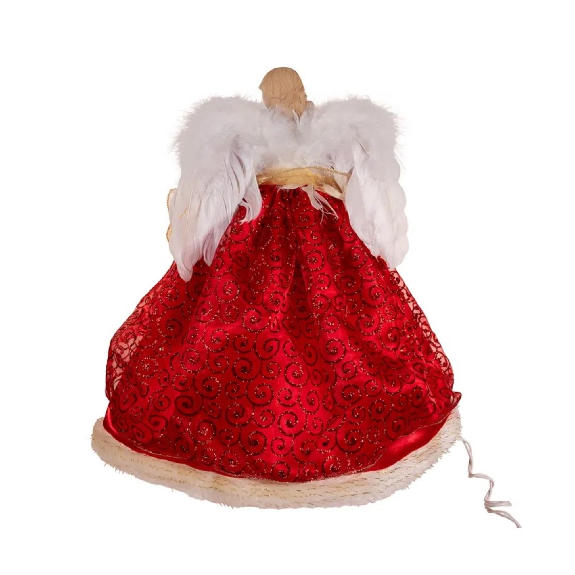 Kurt Adler UL 10-Light Red and Gold Angel Christmas Treetop, 14in