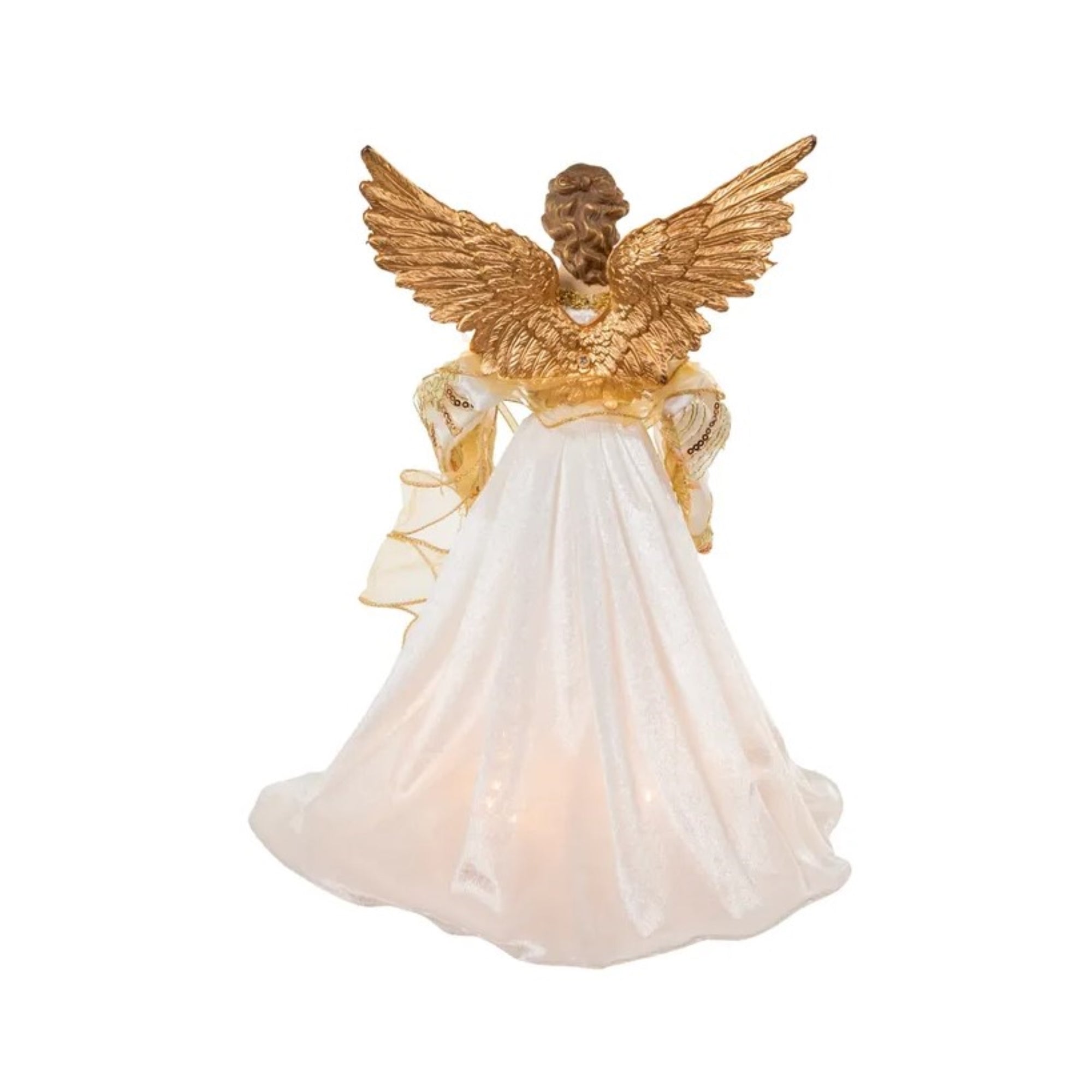 Kurt Adler UL 10-Light Ivory and Gold Angel Christmas Treetop, 16in