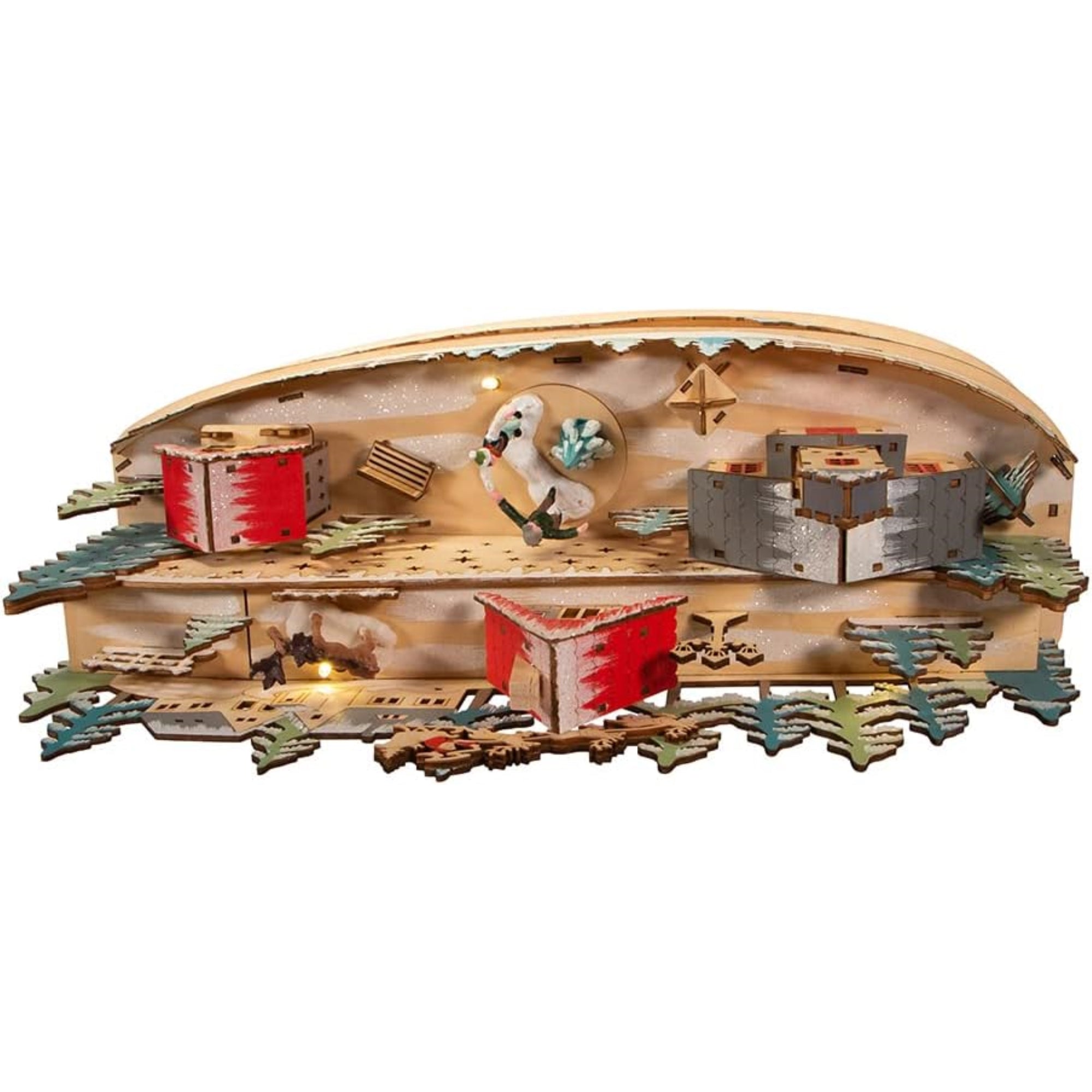 Kurt Adler Battery Operated Light-Up Small Christmas Village with Santa, 11"