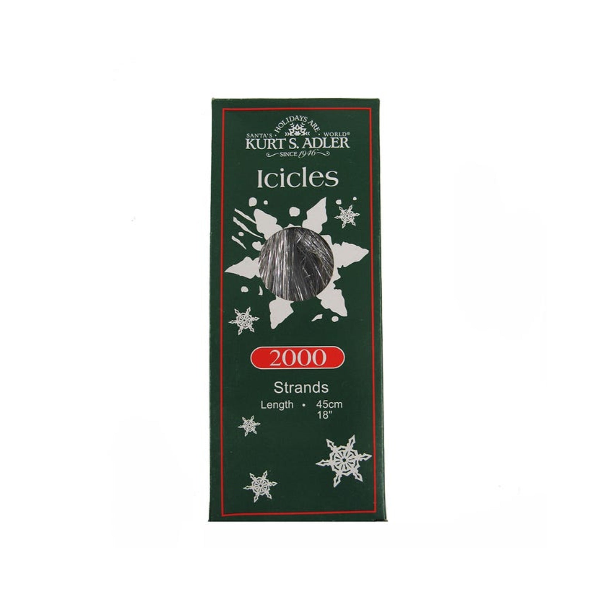 Kurt Adler Christmas Decorations, Silver Icicle Strands, 18", 2,000 Strand Count