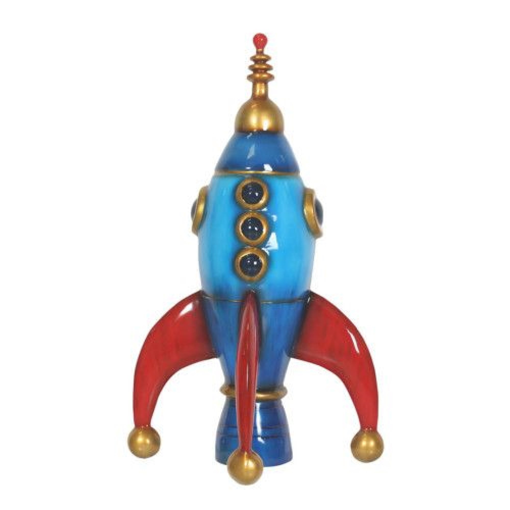 Garden Elements Fiberglass Indoor Christmas Figurine Statue Decor, Toy Spaceship, Blue, 43"