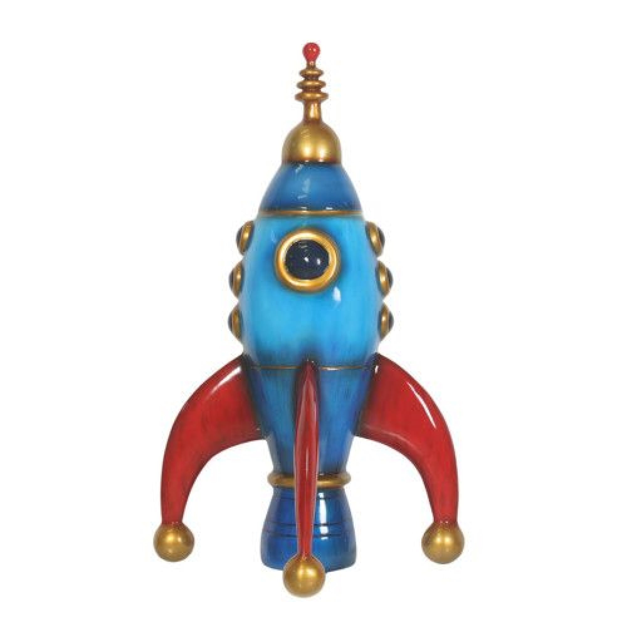 Garden Elements Fiberglass Indoor Christmas Figurine Statue Decor, Toy Spaceship, Blue, 43"