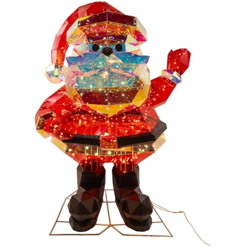 Kurt Adler Indoor/Outdoor Iridescent Light Up Santa Decoration, 150 Warm White Lights, 30"
