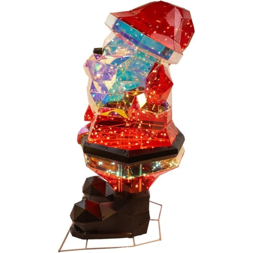 Kurt Adler Indoor/Outdoor Iridescent Light Up Santa Decoration, 150 Warm White Lights, 30"