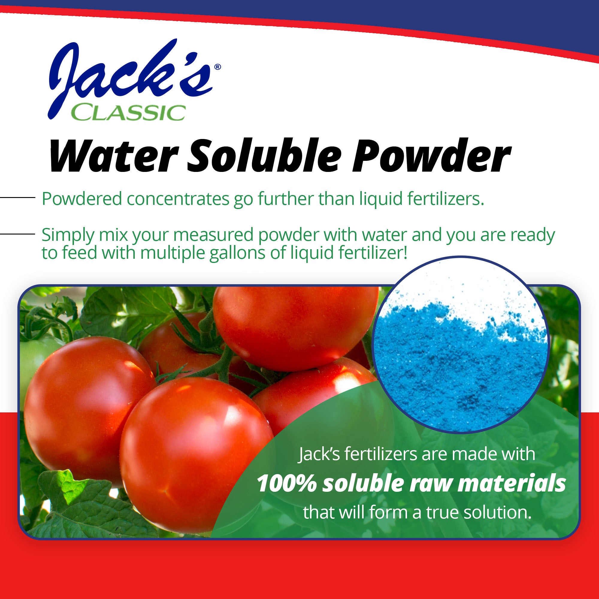 Jack's Classic 12-15-30 Tomato FeED Water-Soluble Fertilizer with Micronutrients for Plant Growth and Abundant Fruit Set in Blooming Vegetable Plants, 1.5lbs