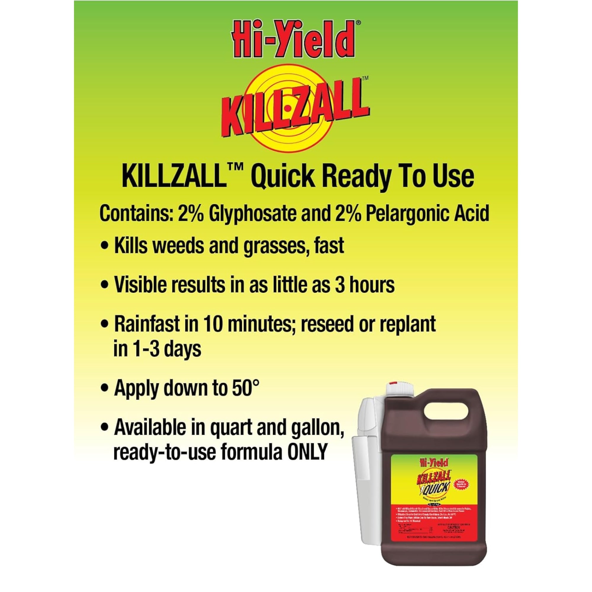 Hi-Yield Killzall Quick Non-Selective Weed and Grass Killer with Sprayer, 1 Gal