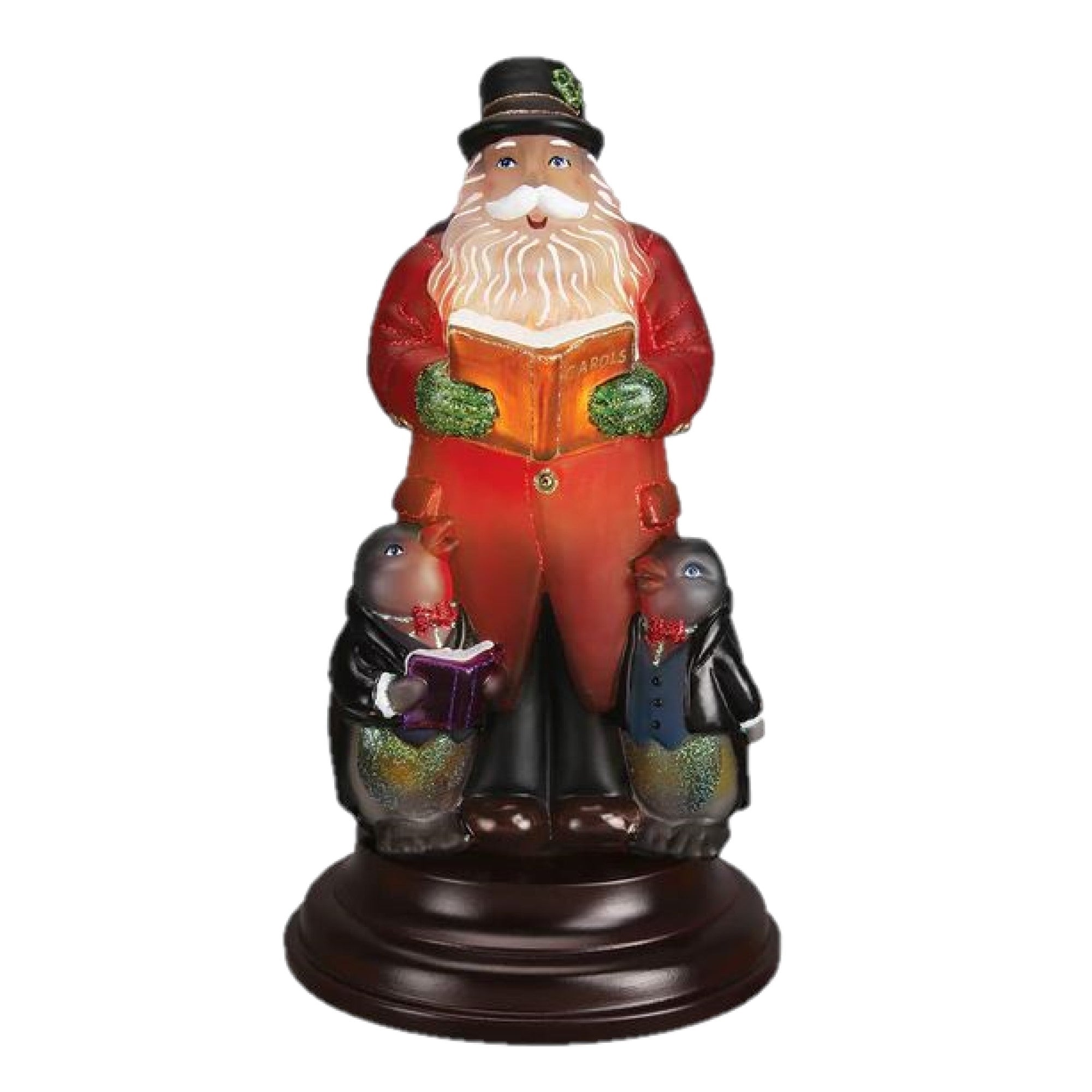 Old World Christmas Glass Tabletop Decorative Night Light —Caroling Santa with LED, 10.75"