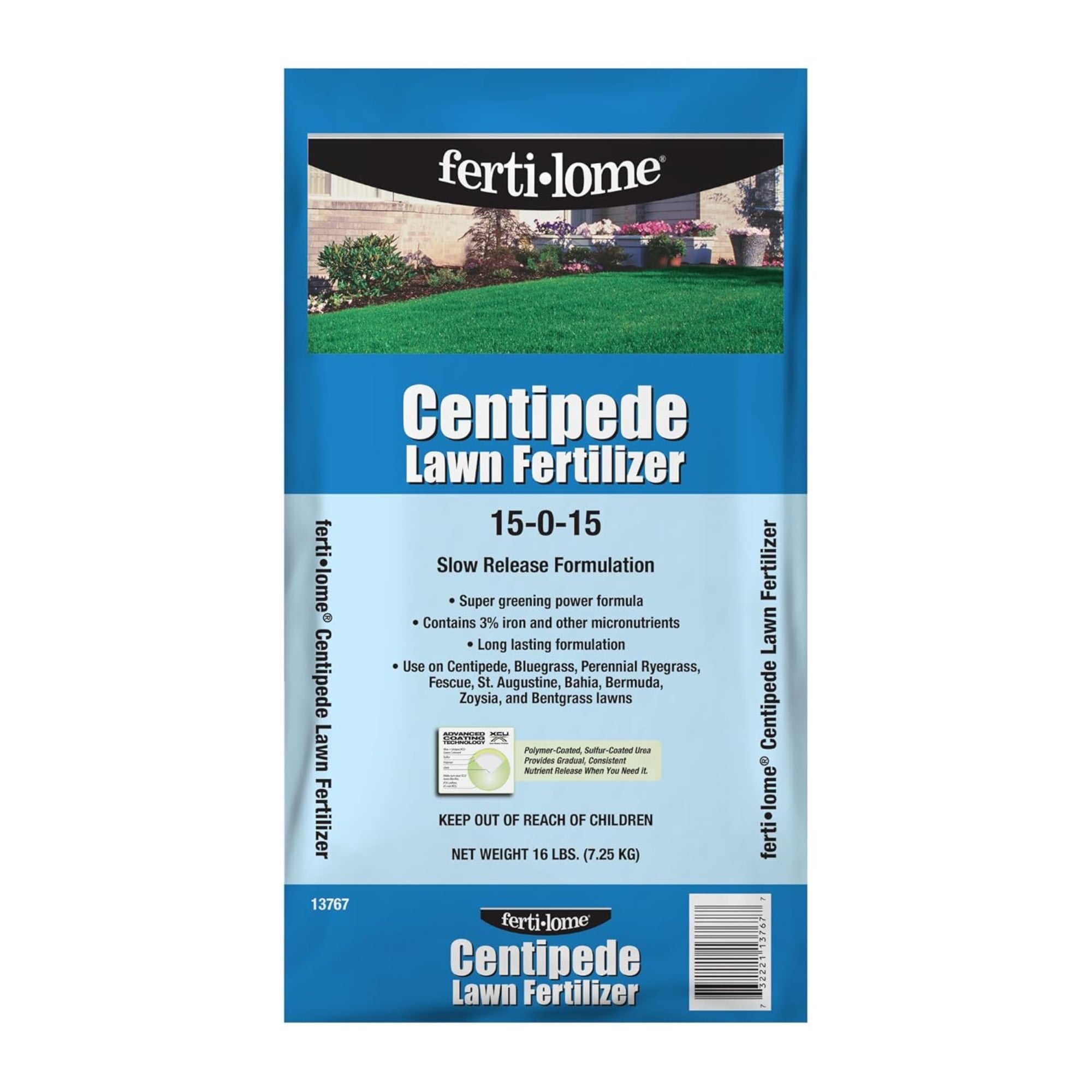 Fertilome Centipede 15-0-15 Slow-Release Lawn Fertilizer with Iron, 16lbs