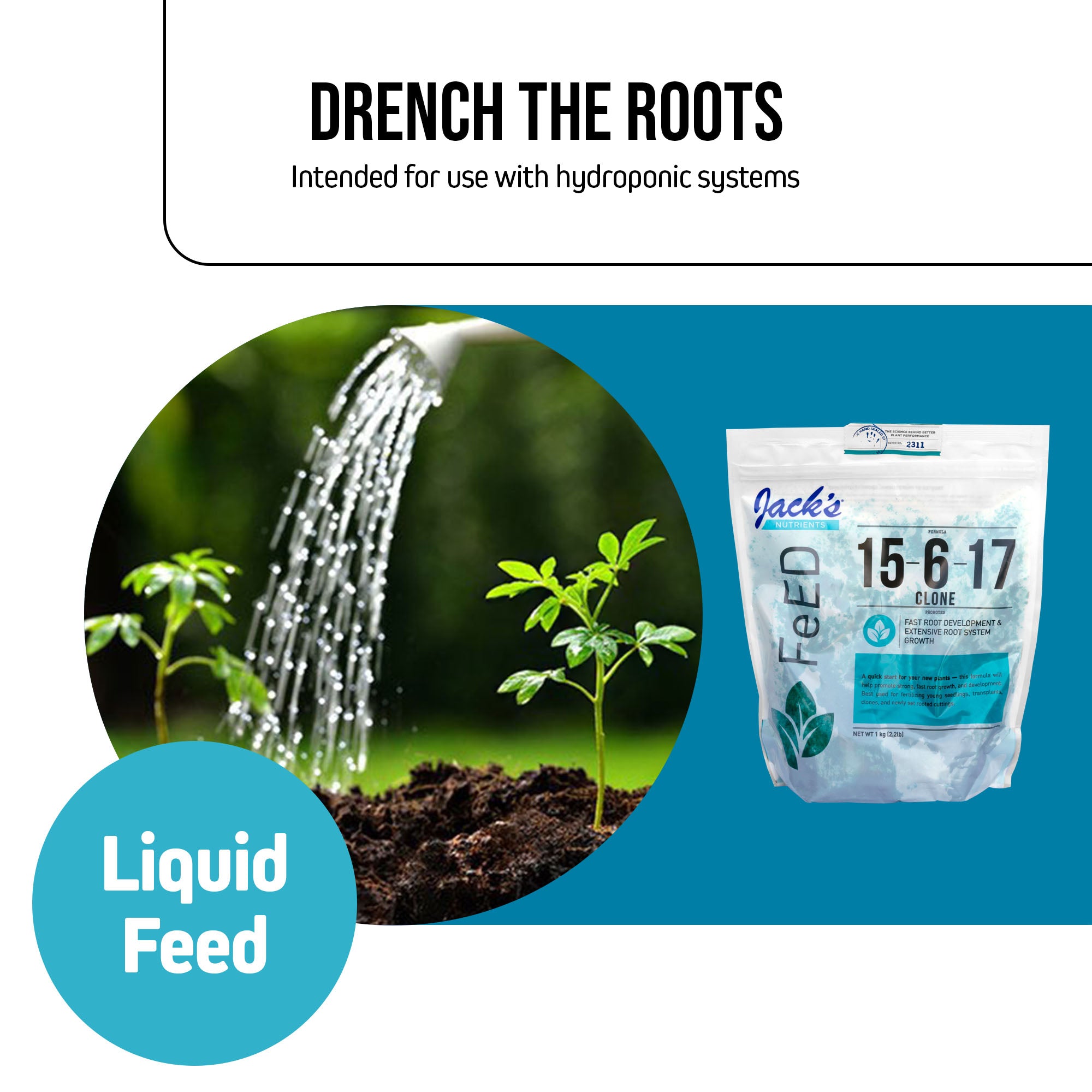 Jack's Nutrients 15-6-17 Clone Water-Soluble Fertilizer, 2.2lbs