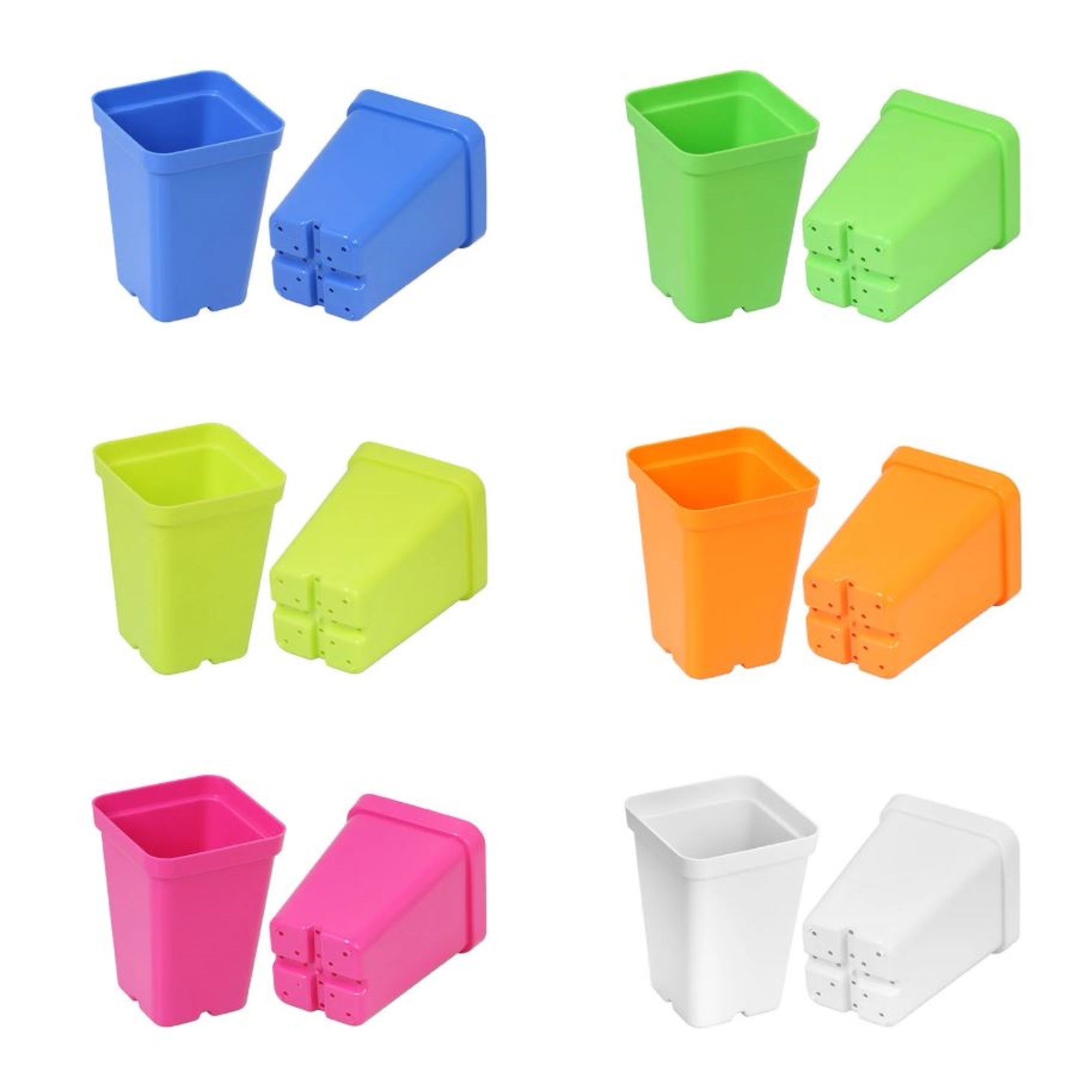 SUNPACK 2.5" Square Seedling Pots for Indoor Gardening, Mixed Colors (Pack of 6)