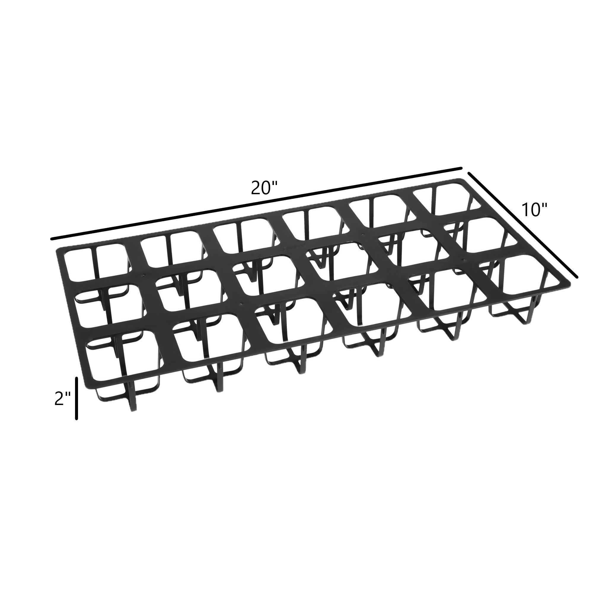 SUNPACK 10" x 20" Heavy Duty 18-Cell Insert Tray for 3.3" Pots, Black, 2"